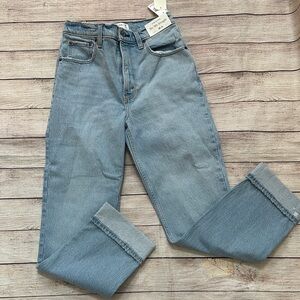 Abercrombie & Fitch Light Blue Ultra High Rise Straight Leg Jeans 2 Short